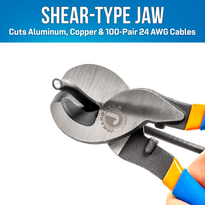 Jonard Tools JIC-63050 High Leverage Cable Cutter - Chrome Vanadium Steel, Induction-Hardened Edges, Cuts Aluminum, Copper & 100-Pair 24 AWG Cable, Ergonomic Grip, 13/16â€ Jaw Opening (Color May Vary) - Image 3